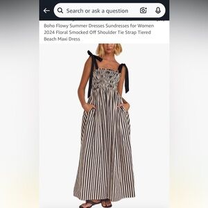 Amazon Black and White Striped Maxi Dress